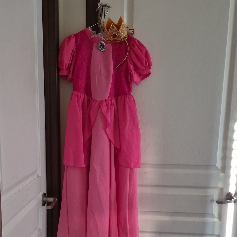 Pink Princess Costume Dress with Gold Crown